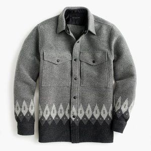 NEW J CREW DESTINATION TWO POCKET WOOL BLEND WORK SHIRT in NORDIC PRINT (Large)